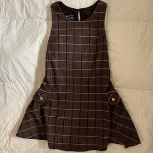 Brown Plaid Mini Dress